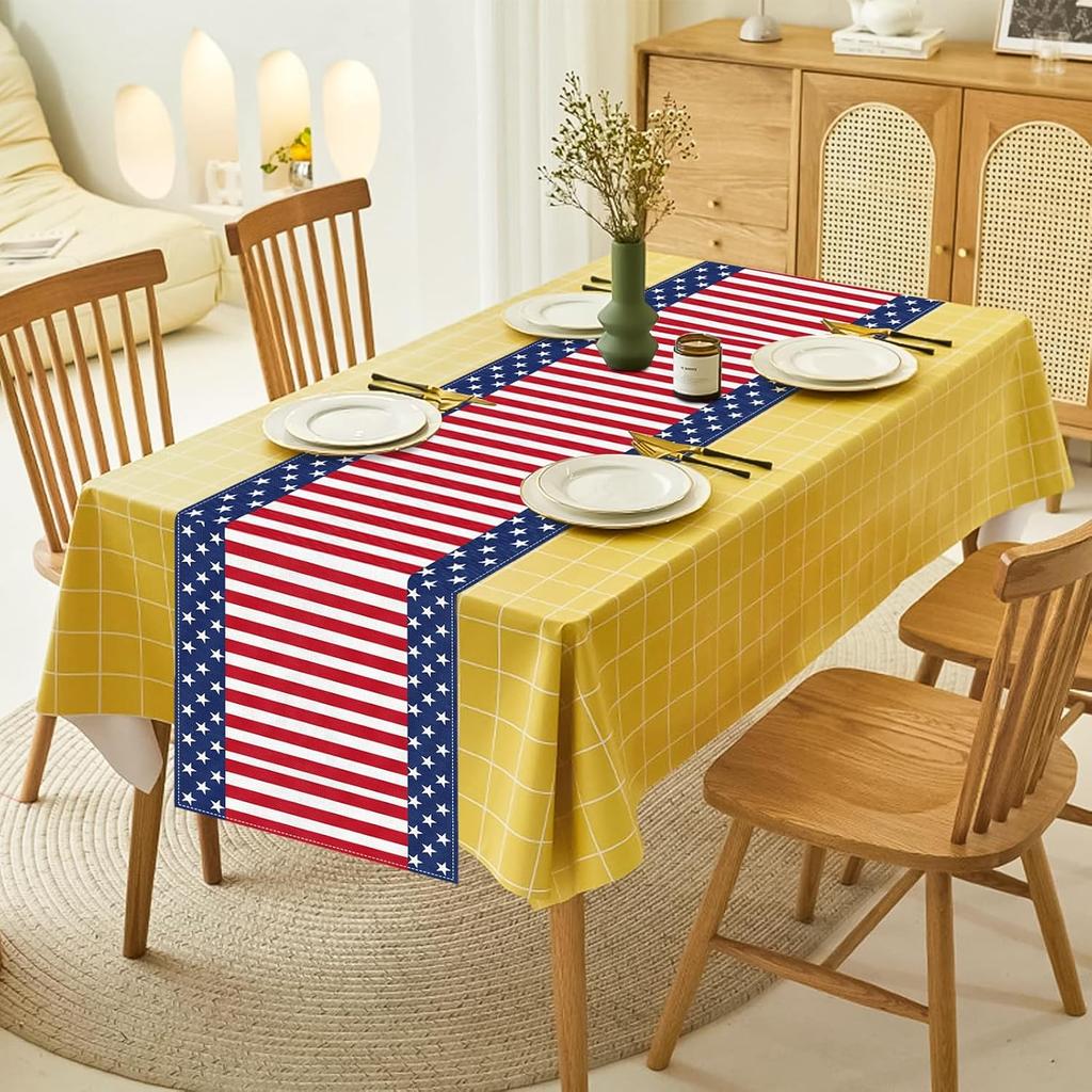 72 x 13 Inches n Flag Table Runner, Red White Blue Stars and Stripes Patriotic Runner for 4th of July, Memorial Day, Veterans Day, and Independence