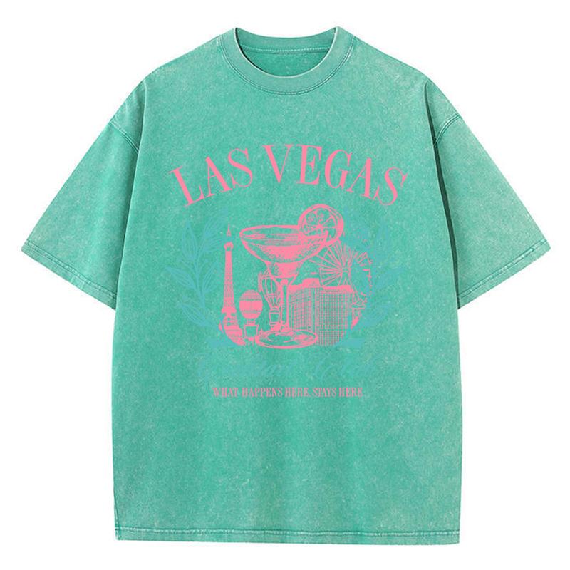 

Las Vegas Cocktail Club Prints Washed TShirt Women Cotton Oversized Tops ONeck Comfortable Distressed T Shirt Summer Clothes 2XL