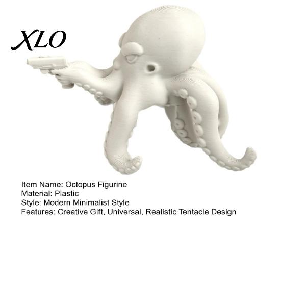 Funny Gift for Gamers 3D Printed Octopus Figurine, Cute Marine Animal Sculpture Life Collectibles Computer Monitor Decor, Desk Shelf Ornament, Unique
