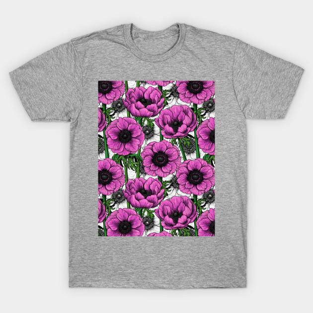 Unisex Fashion TShirt Pink Anemone Garden Print TShirt Plus Size S-5XL T-Shirt 100%Cotton Tops O Neck Short Sleeve Tees