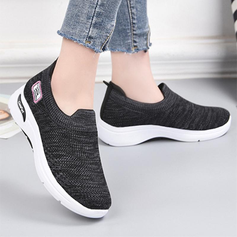

New Fashionable Solid Color Simple Comfortable Running Sneakers Spring Summer Breathable Lightweight Casual Flat Shoes for Women 35