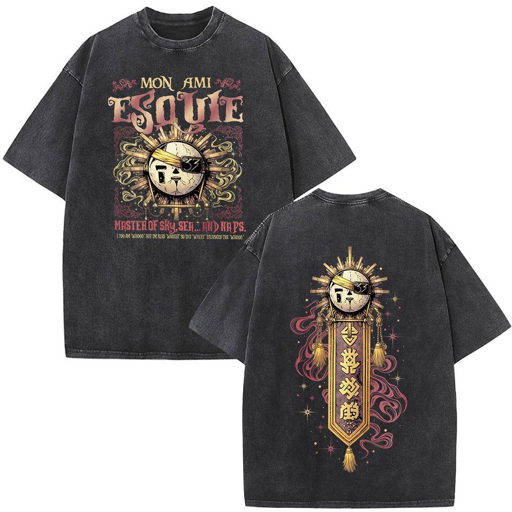 Game Clair Obscur Expedition  Graphic Vintage Washed T Shirt Men Women Clothing Fashion Oversized Cotton Short Sleeve Tshirts