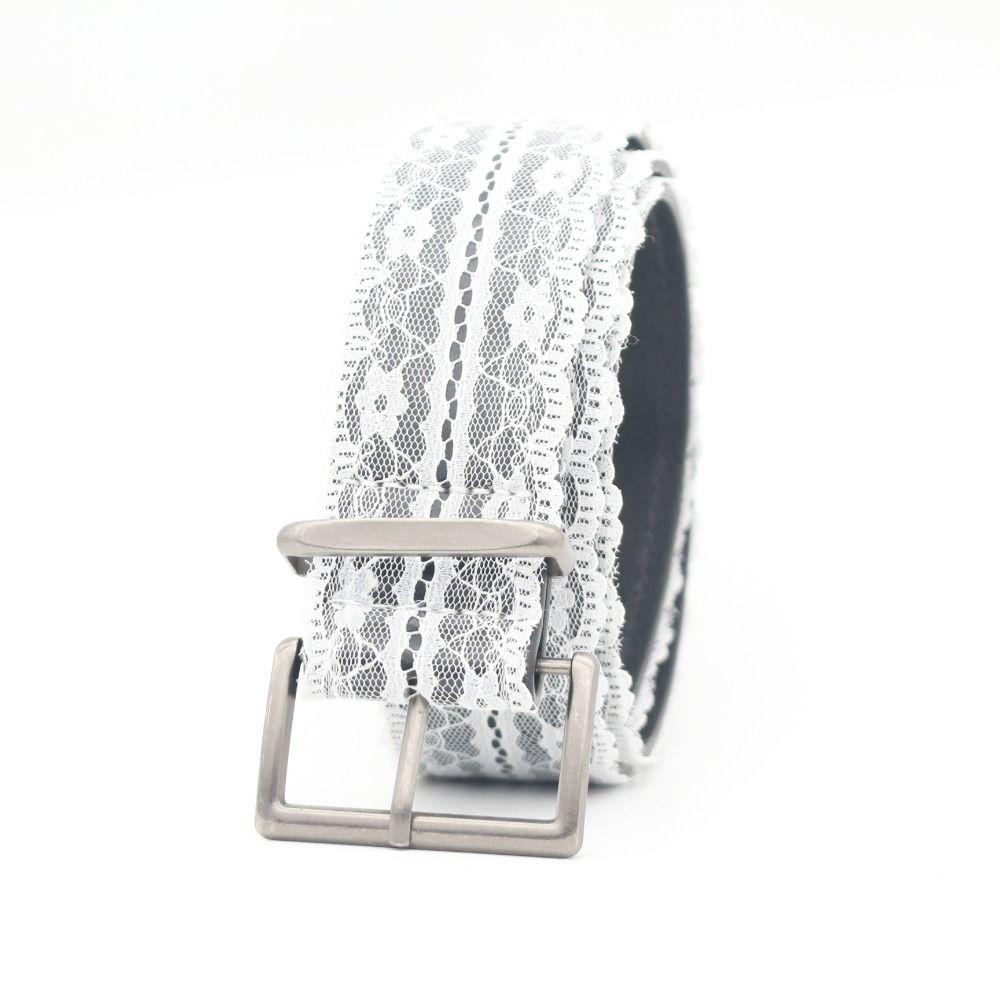 Beautiful Lace Waist Belt White Floral Leather Casual Waist Strap Decor Accessory Gift Jeans Belts for Women Skirts and Jeans
