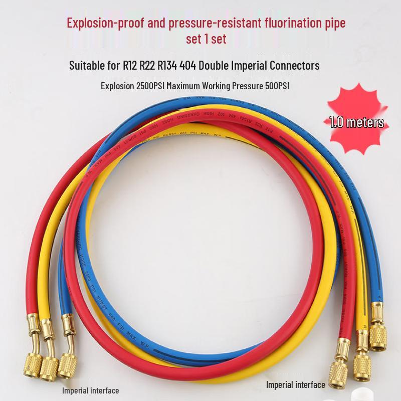 Jun Ding Ying 1 Meter High-Pressure Car AC Refrigerant Charging Hoses (3-Pack)
