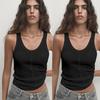 Summer Cotton Women Clothes Shoulder Strap Cotton T-shirt Spaghetti Strap Cami Sexy Xinjiang Long-staple Cotton Organic Black