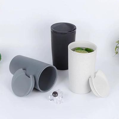 Wheat Straw Coffee Cup Portable High Temperature Resistant Water Cup with Lid Reusable Eco-Friendly Travel Mug
