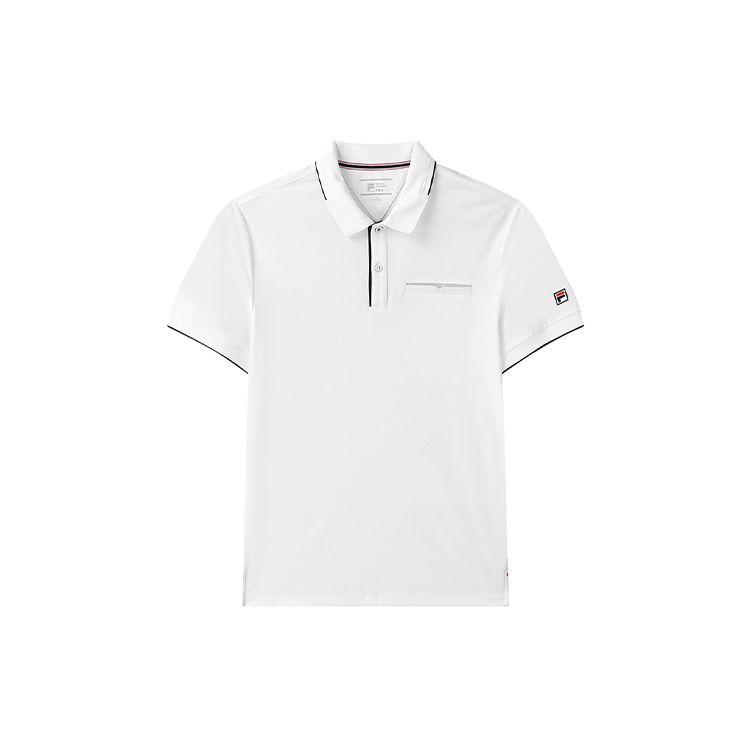 

Мужские рубашки поло с короткими рукавами и логотипом Fila Colorblock, стандартный белый, черный F11M121120F-WT