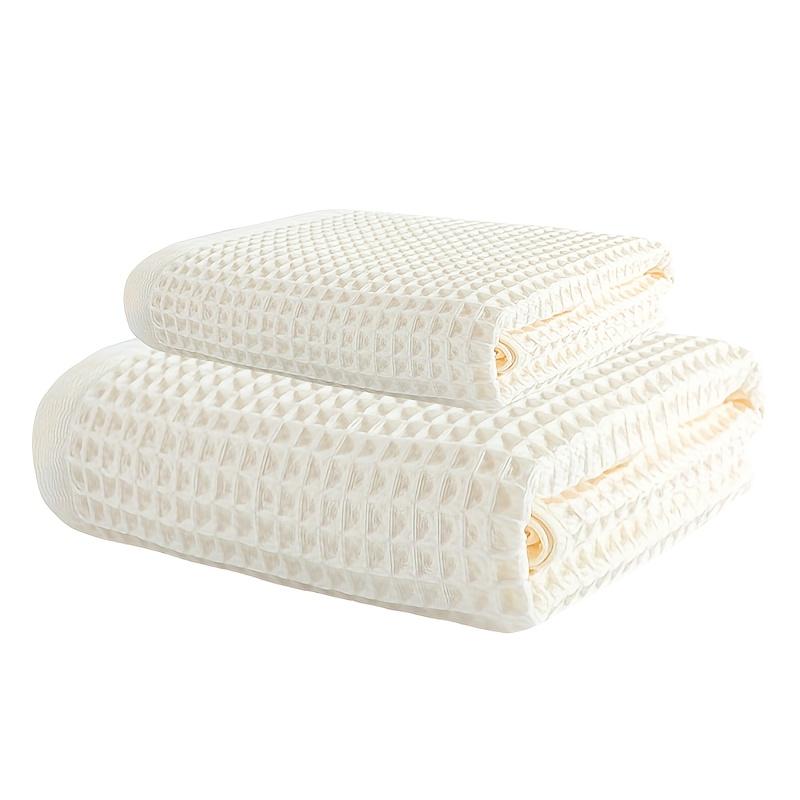 70x140cm Large Towel Modern Waffle Bath Towel Set Quick Drying Knit Fabric Plaid Pattern Soft Absorbent Cotton Solid Color