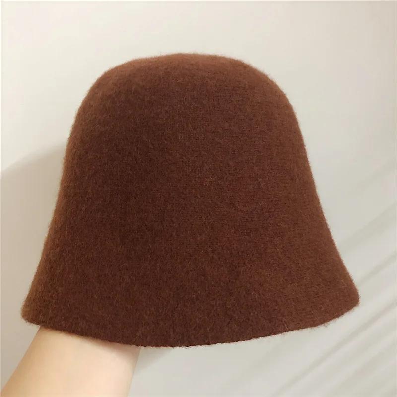 Japanese Real Woolen Vintage Warm Bucket Hat for Women Felt Retro Dome Wool Hats Female Fashion British Style Panama Caps Bonnet