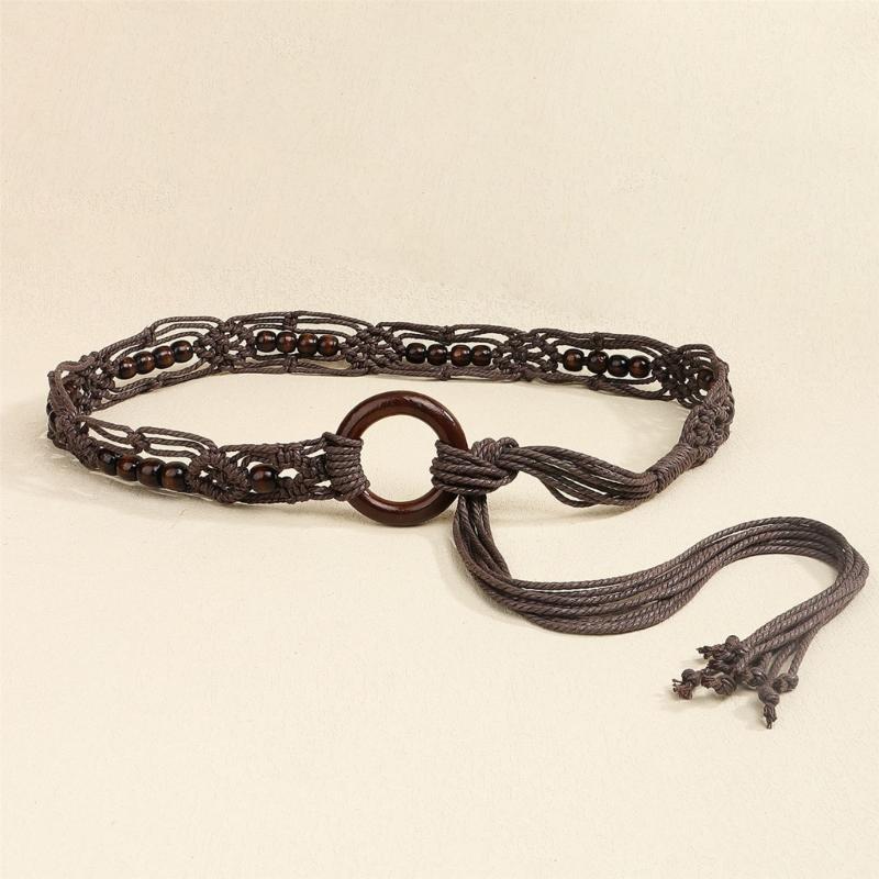 Adjustable Braided Belt For Women Natural Cotton Waist Chain Bohemian Style Waist Rope Decoration For Dresses Jeans