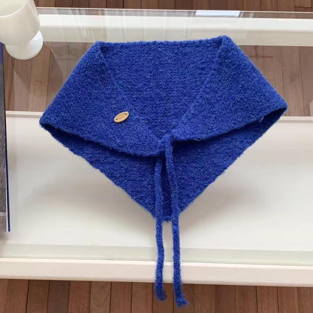 

Solid Color Outer Decorative Shawl Warm Korean Knitted Headband Ins Fart Curtain Autumn Winter синій