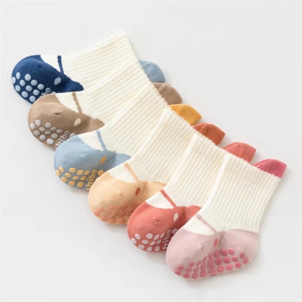 3 Pairs Soft Cotton Anti-Slip Socks Non-Slip Infant Walking Socks Kids Crawling Socks  For Newborn