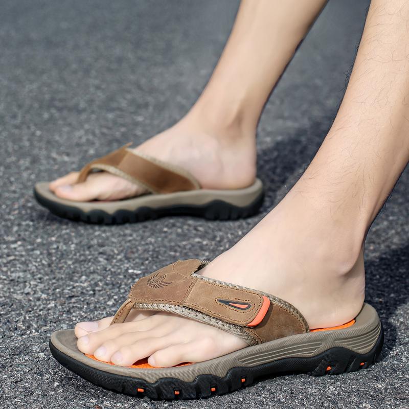 38-47 Ciabatte Estive da Uomo Taglia Grande Infradito in Pelle Sandali Sandali da Spiaggia Uomo Ciabatte in Pelle per Uomo