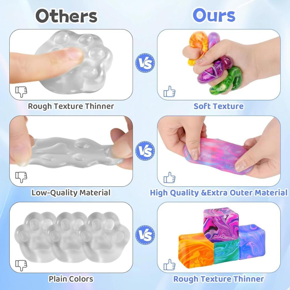 4Pcs Needoh-Nice Squishy Toys for Stress Relief, Ice Cube Stress Relax Fidget Toys, Sensory Fidget Toys, Squeeze Balls for Autism Anxiety Relief, Nic