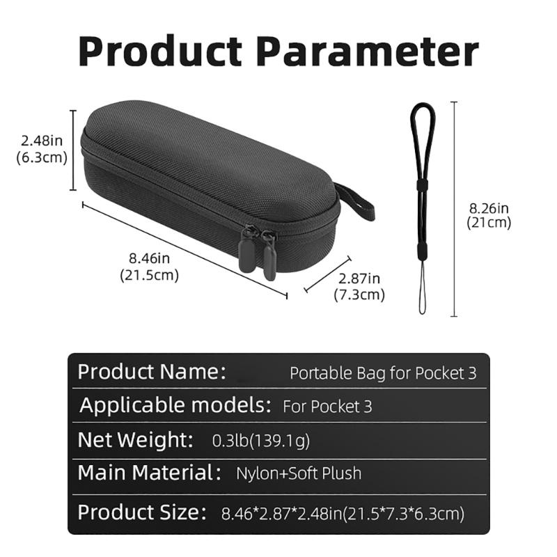 Durable Nylon Carrying Case for Pocket3 Camera Gimbal Holder Inner Pocket Case with Zipper Easy Open Close Pouch