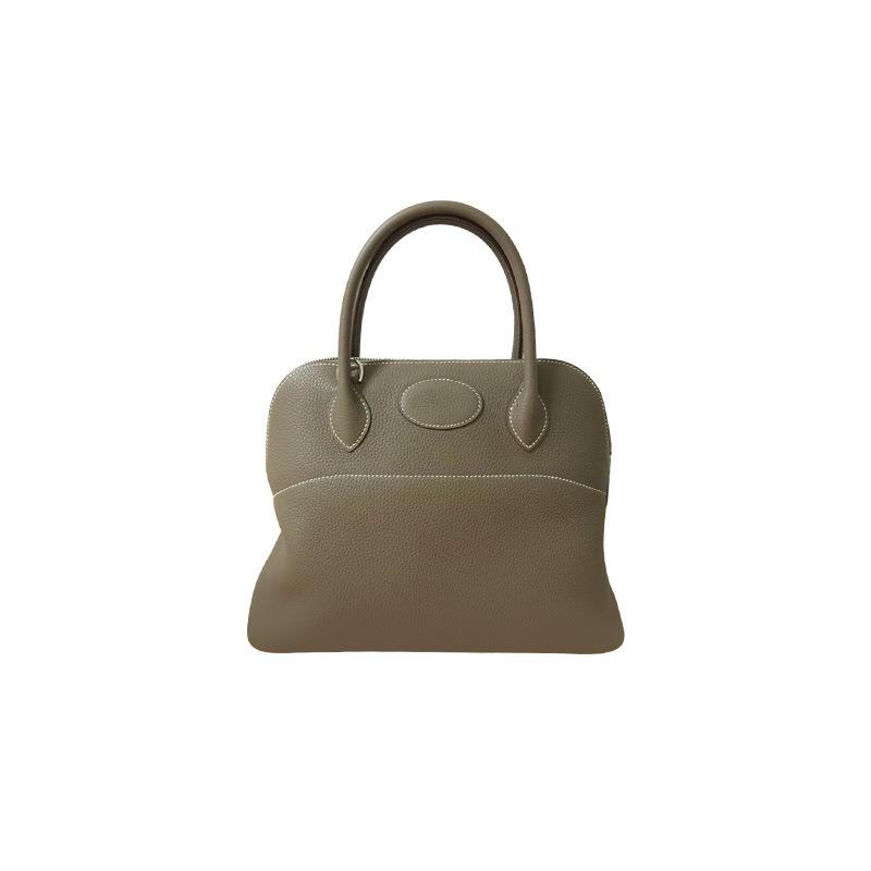 New lychee pattern platinum bag first layer cowhide shell bag single shoulder oblique span leather portable bowling women's bag