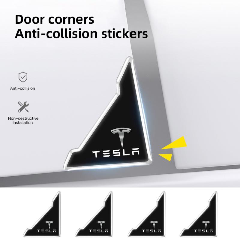 ANC1 2pcs Car Door Corner Silicone Anti-Scratch Anti-bump Protection Sticker for Tesla Model 3 Highland X Cybertruck S Coil Y Juguete