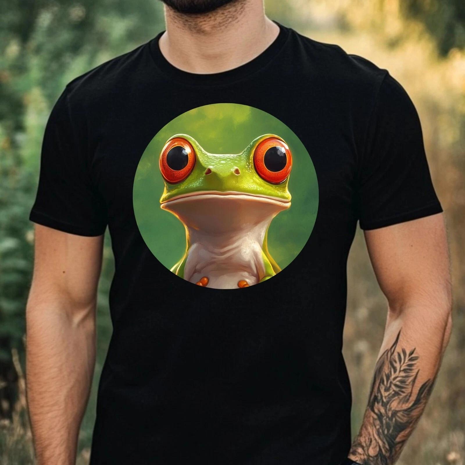 T-Shirt Herren Frosch Portrait Motiv Baumwolle Größe XS bis 5XL XXL