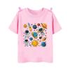 Space Planet Astronaut Cartoon Pattern Summer Children's T-shirt Short Sleeved Round Neck Top Children's Boys and Girls Clothing