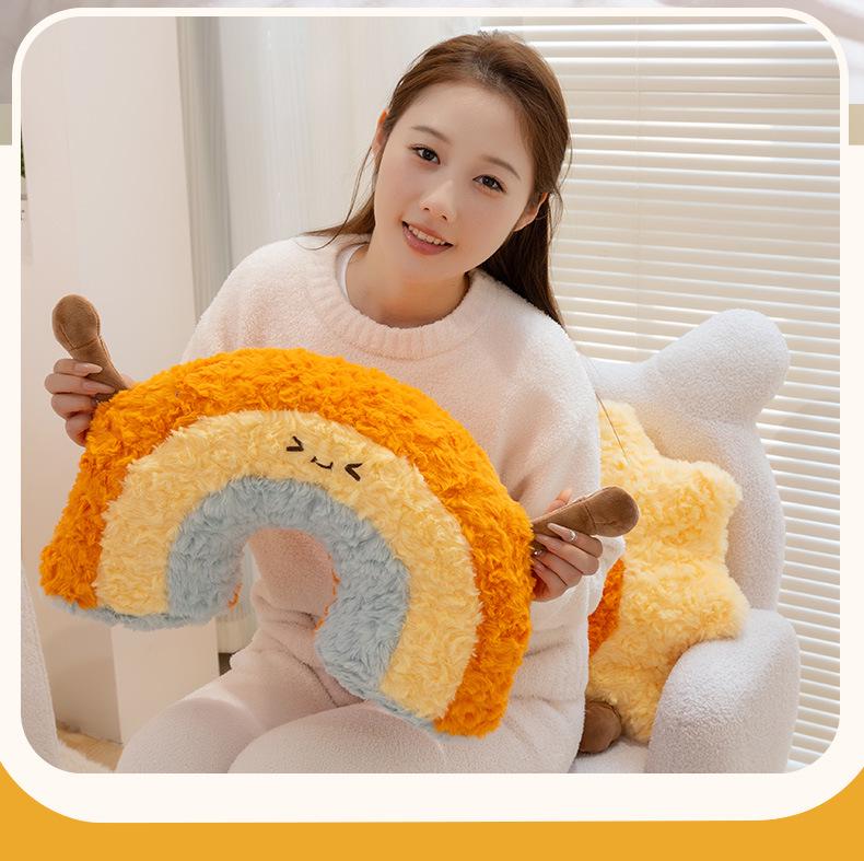 Sky & Moon Plush Toy: Star & Rainbow Cushion Ornament for Living Room Sofa