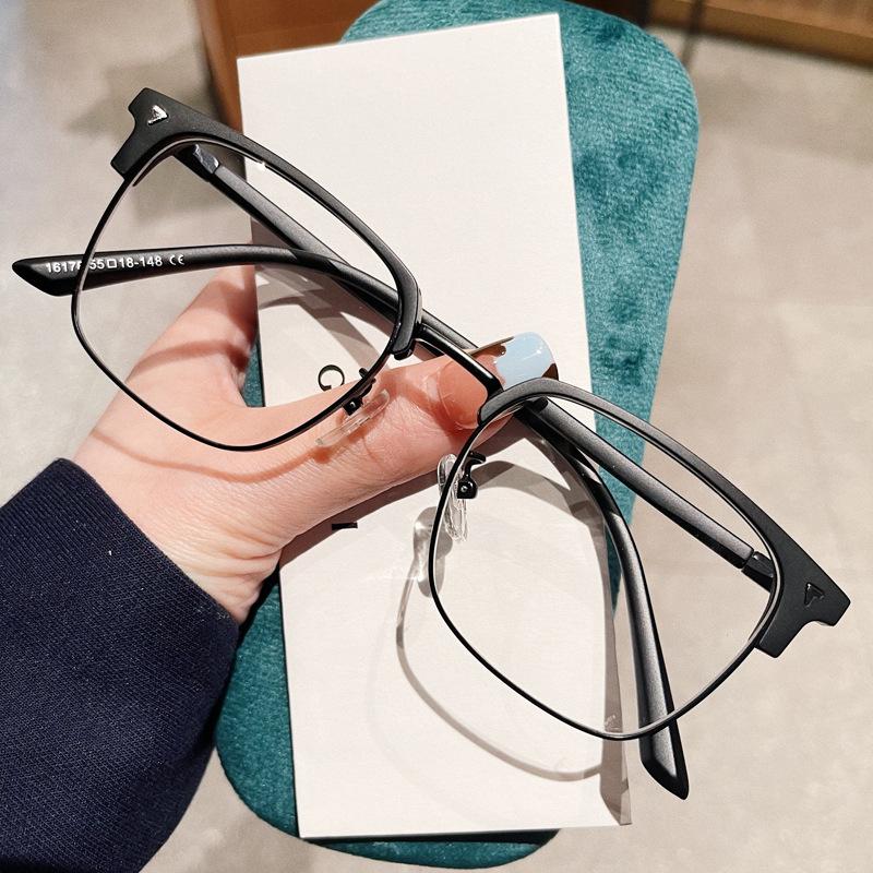 

Half-Frame Glasses Myopia Men Can Be Equipped With Degree Anti-Blue Light Sven Scum Technical Men Glasses Frame Ruffian Handsome Eye Frame