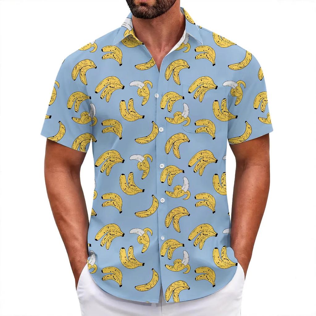 Summer Flower Shirt Men'S Beach Large Size Casual Hawaiian Vintage Digital Printing Short Sleeve Men'S Shirt