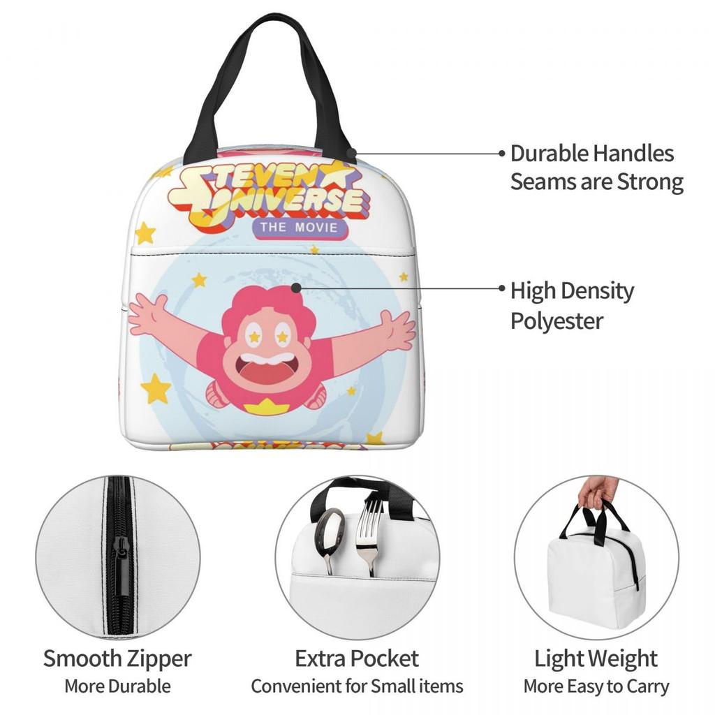 Steven Universe Anime Insulated Lunch Bag for Women Children Portable Food Boxes Thermal Lunch Box Tote