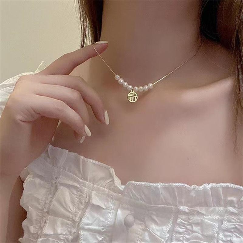 

Милое ожерелье с круглым жемчугом для женщин, цепочка на ключицу, чокер, модный подарок на день рождения