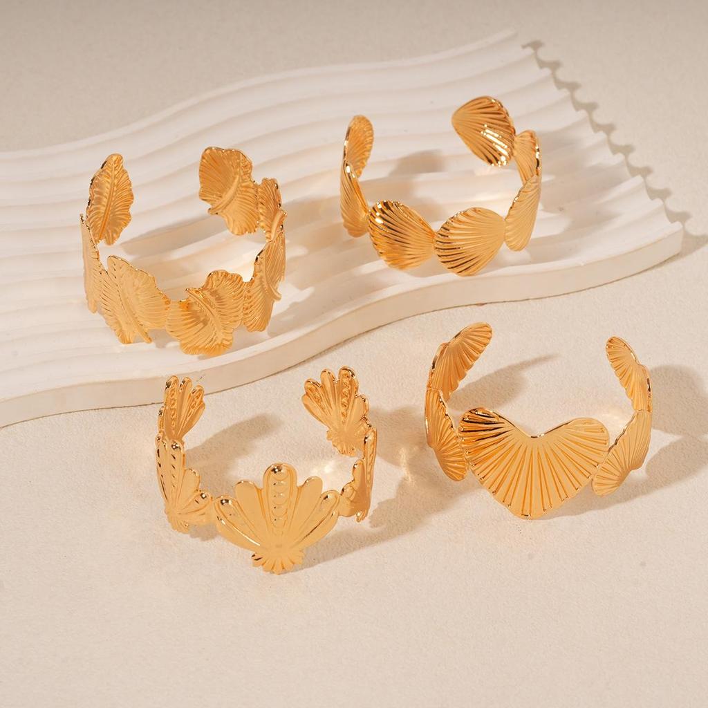 European & American Geometric Conch Butterfly Metal Bangle: Women's Luxury Fashion Bracelet