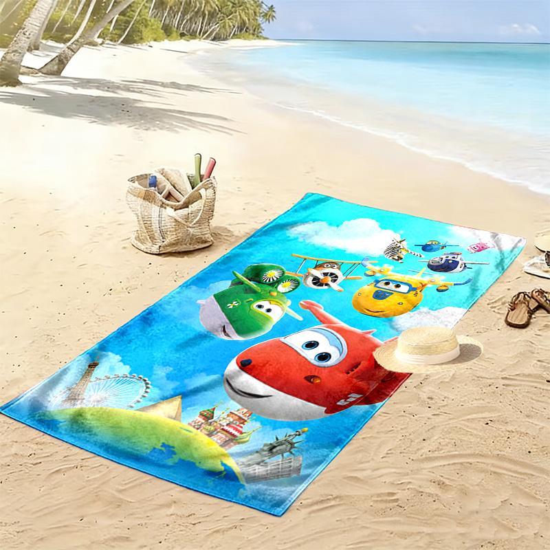 Super Wings Print Beach Towel, Large Soft Quick Dry Towel for Beach Camping Swimming
