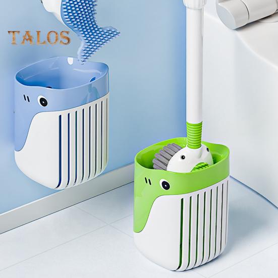 Squirt Whale Toilet Brush 360-Degree Cleaning Brush with Silicone Head Hanging Hole Design Wall-mounted Toilet Brush