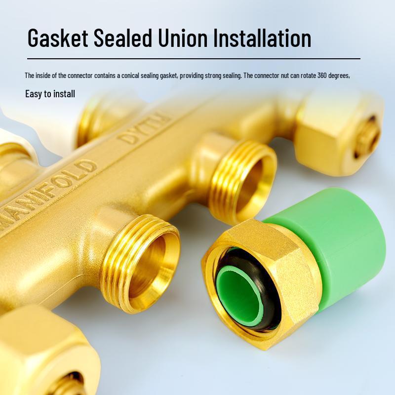 All-Copper 6-Point to 20mm PPR Quick Connector for Floor Heating Manifold
