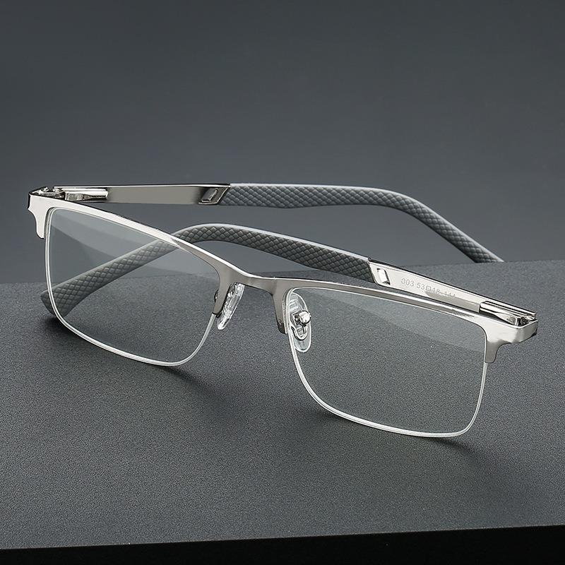 Fashion Men's Half-frame Business Reading Glasses Anti-blue Light Anti-fatigue Metal Frame Presbyopia Glasses +1.0 To +4.0