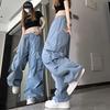 Mode Lässig Retro Arbeit Lange Hosen Frauen Hohe Taille Gerade Bein Breite Bein Hosen Lose Casual Hosen Streetwear