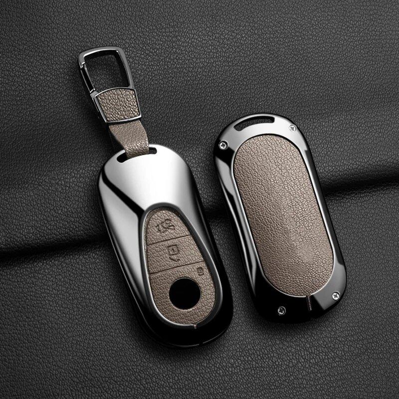 Zinc Alloy Leather Car Key Case For Mercedes Benz C E S-Class Glc W206 W223 W214 E300 C260 C300 S450 S500 S400 Keychain Case