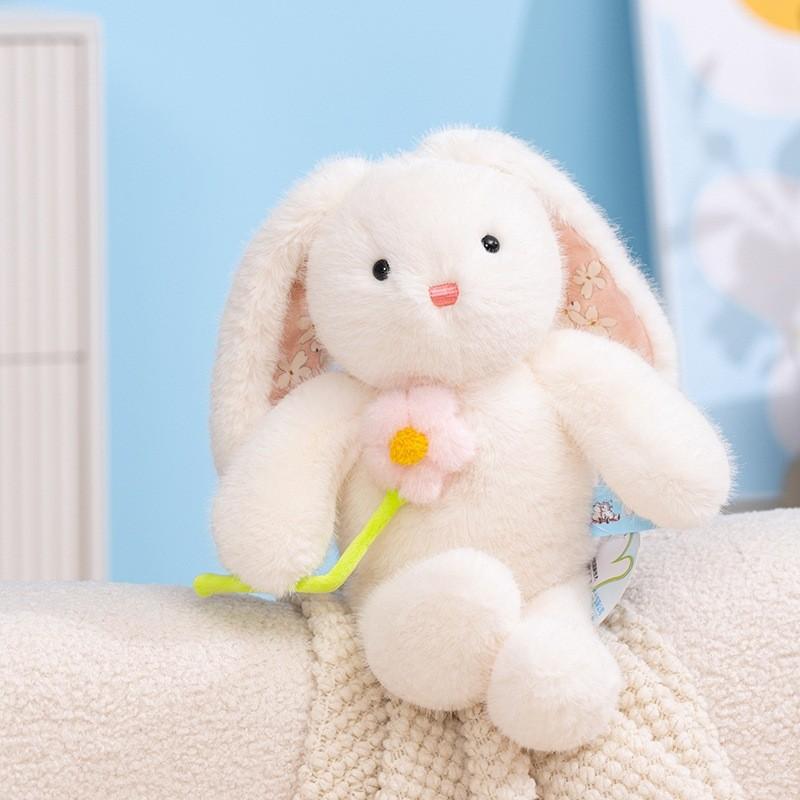 Doll Plush Rabbit Ornament With Flower Pattern For Romantic Gifts And Decor Room