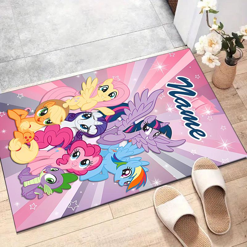 Custom My Little Pony Mat Personalized Name, Polyester Washable Indoor Entryway Rug, Gift for Christmas, Easter, Thanksgiving Day