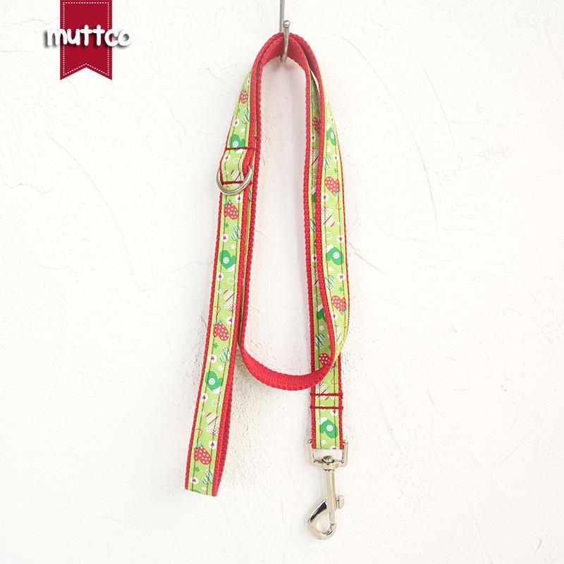 MUTTCO Red Christmas Dog Leash - Creative Print Pet Accessory UDL-011 L