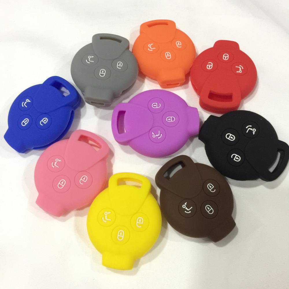 Silicone Rubber Car Key Cover Fit For Benz Smart K City Coupe Cabrio Roadster Fortwo Forfour 3 Button Remote Key