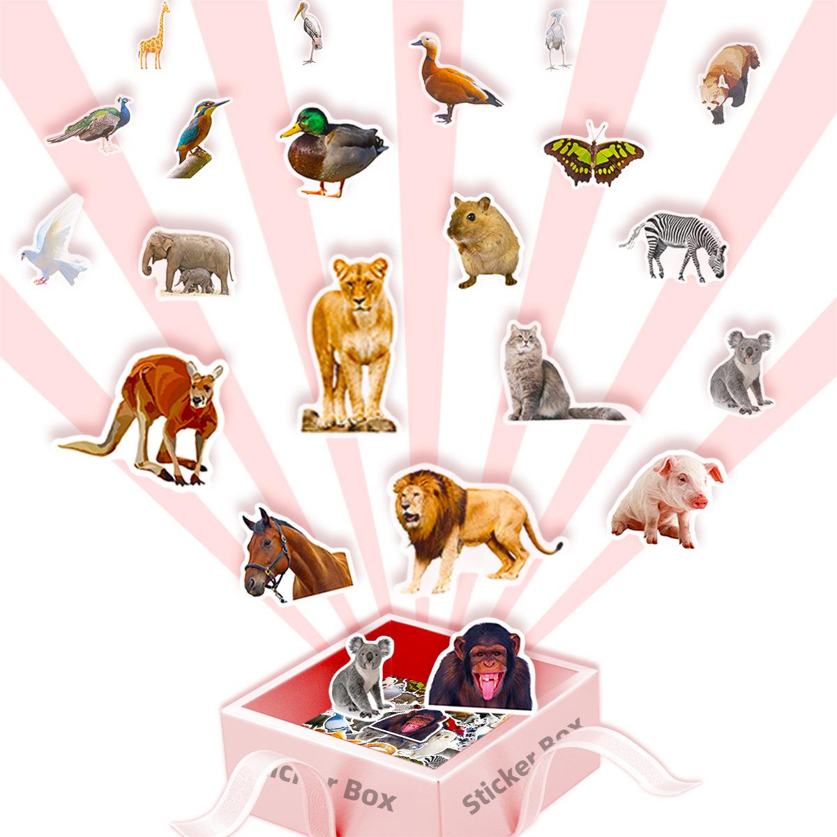 

50 Пакетов Детских Образовательных Милых Наклеек с Маленькими Животными, Водонепроницаемые Реалистичные Наклейки, Креативные Пакеты Наклеек