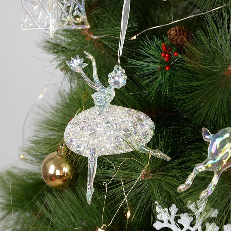 Christmas Transparent Snowflake Hanging Ornaments 2025 Christmas Tree Acrylic Pendant Home Decoration Navidad Gift New Year 2026