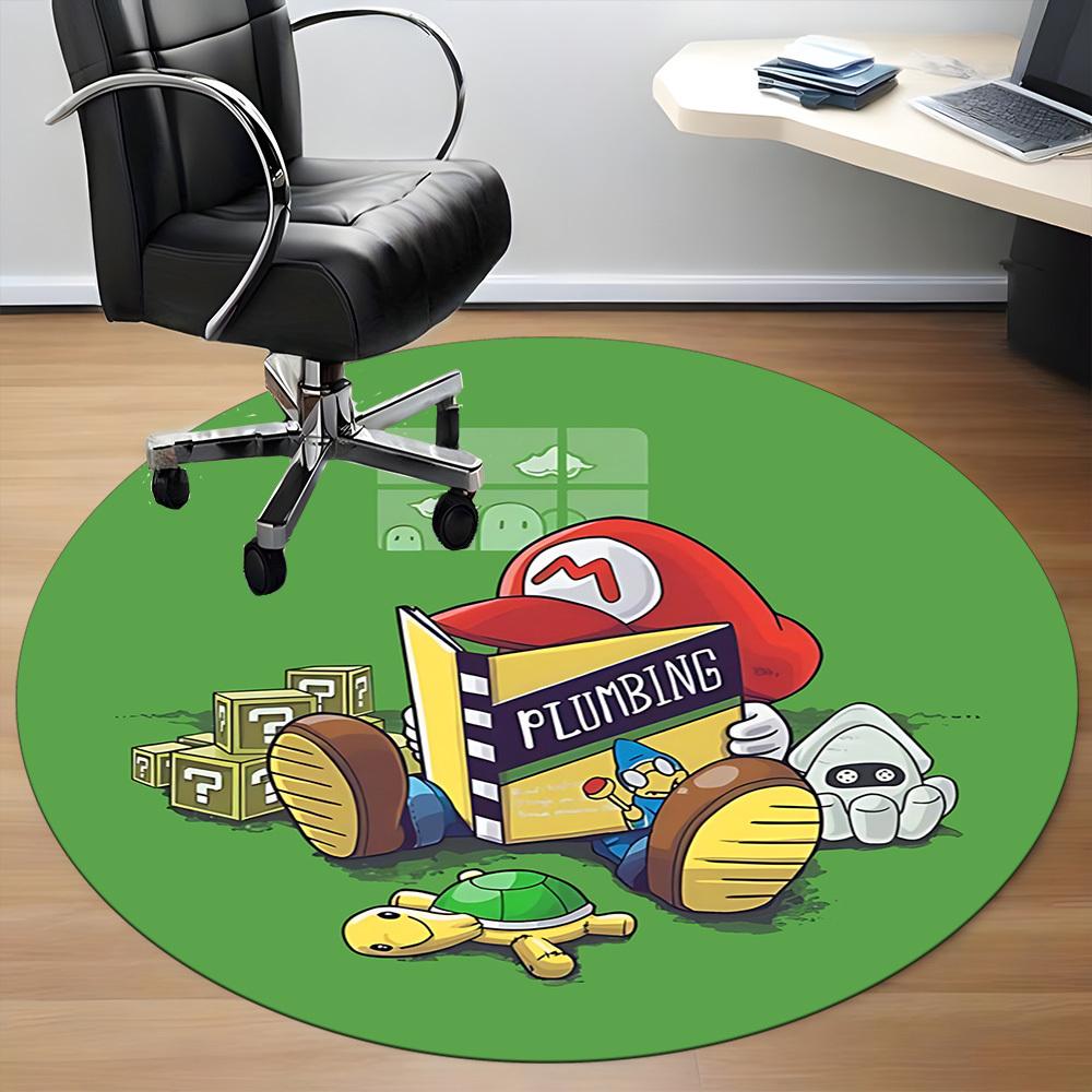 1PC Mario Bros. Plumber Office Round Area Rug, Indoor Mat Suitable For Office, Under Office Chairs Bedroom Living Room Home Decor, Room Deco110