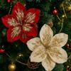 Glitter Christmas Poinsettia 20cm Sequin Floral Xmas Tree Ornaments  Home Decoration