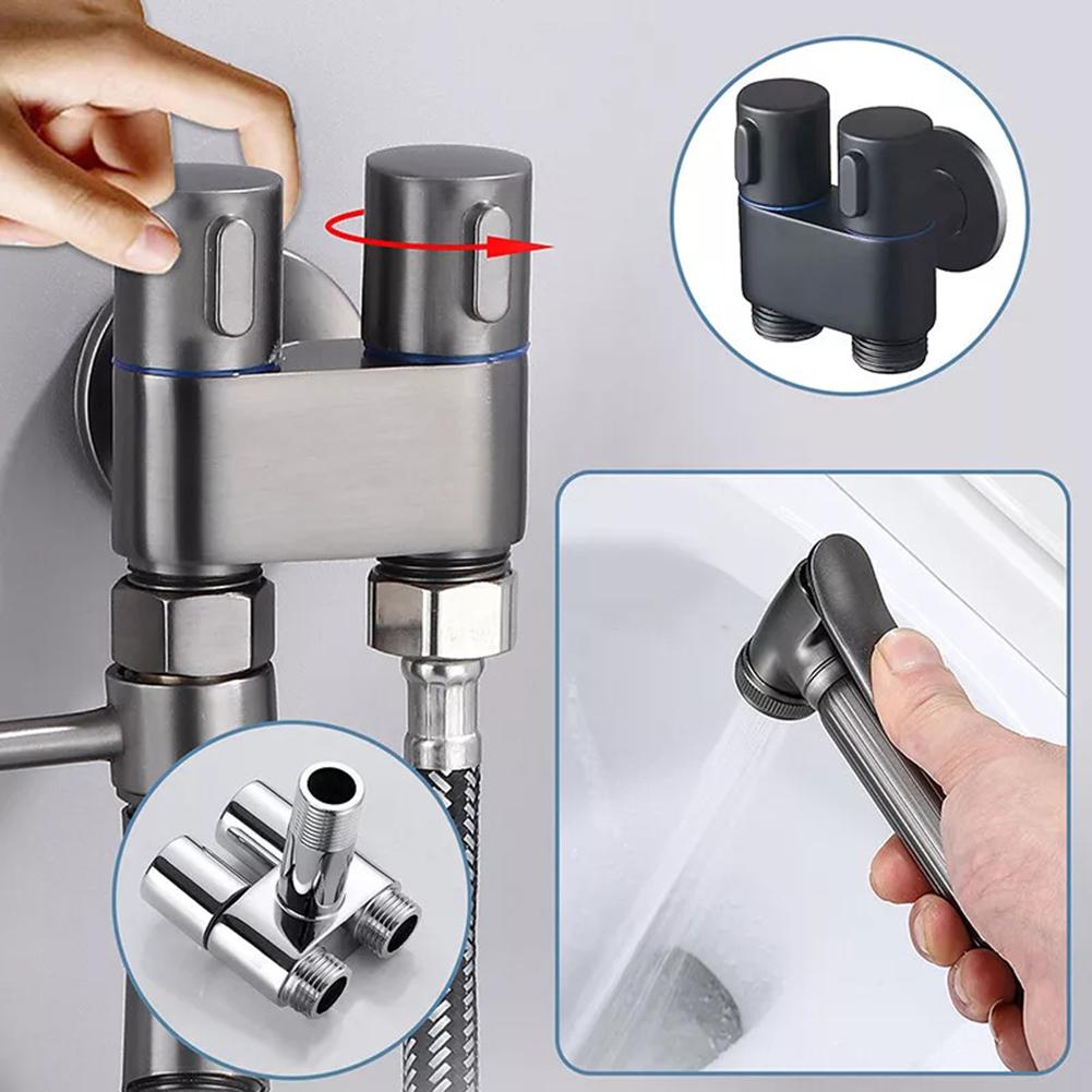 Bathroom Double Outlet Angle Valve Wall-Mounted Toilet Inlet Valve Washing Machine Faucet Water Stop Quick Opening Angle Valve