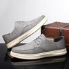 Herren Leder Freizeitschuhe im britischen Stil Dicke Sohlen Klassische hochwertige Sportschuhe Herren Outdoor Wanderschuhe Trendiges Grau