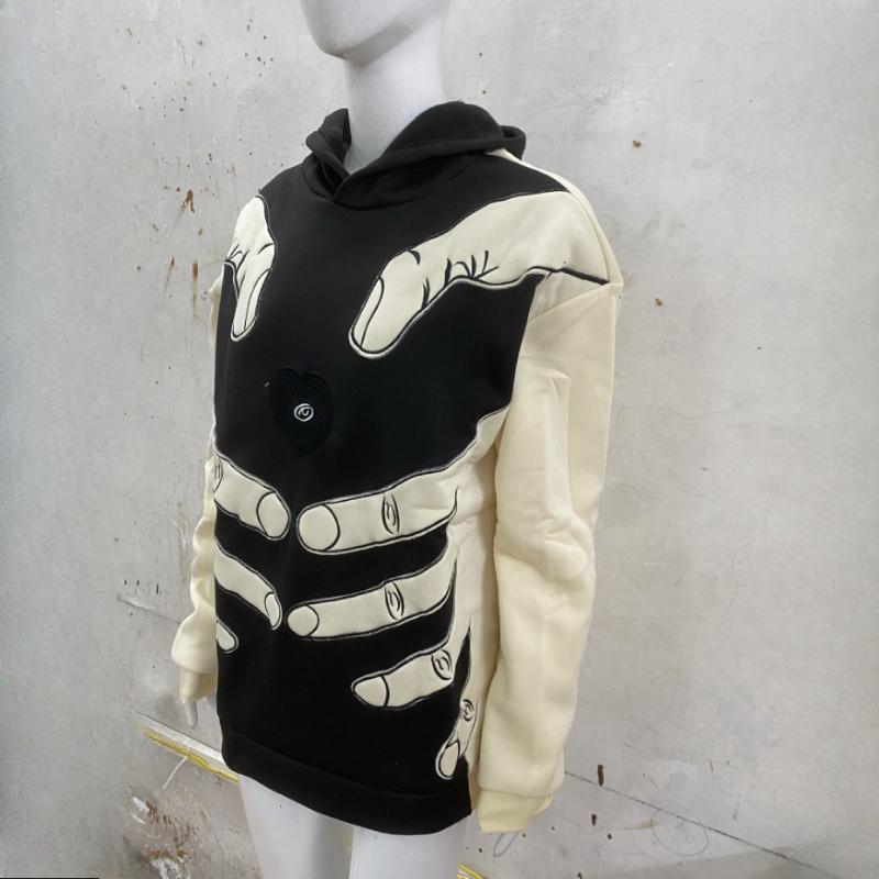 A autumn and winter contrasting loose casual personalized pattern patchwork embroidered fashionable hoodie