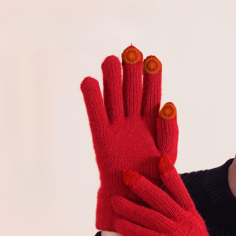 Knitted Gloves In Winter Checkered Wool Gloves Keep Warm and Cold Proof Refer To Students Writing Touch Screen Gloves Riding A Bicycle