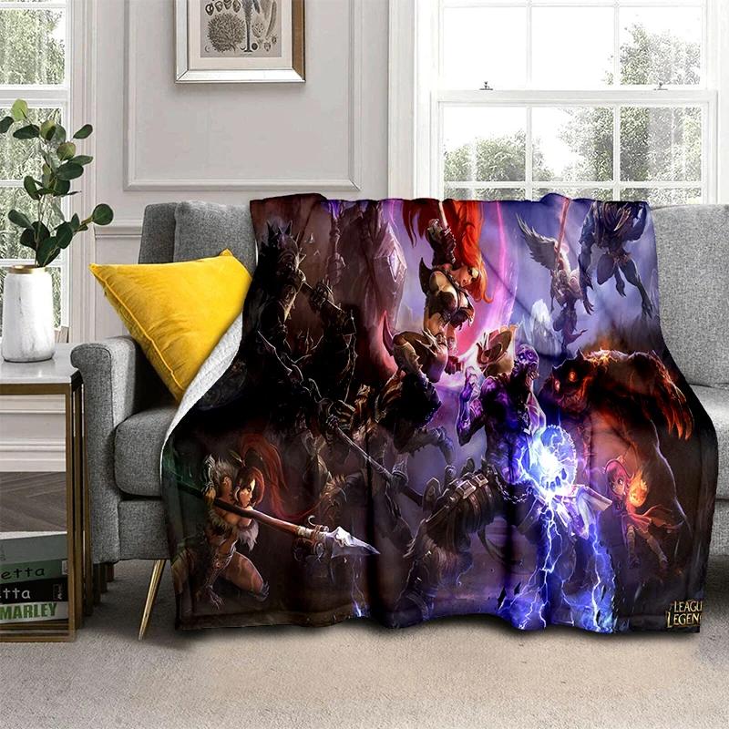 LOL 29 Styl Jinx League of Legends Kreslená flanelová deka, Měkká přehozová deka pro domácnost Ložnici Postel Pohovku Cestovní potah Dětský dárek