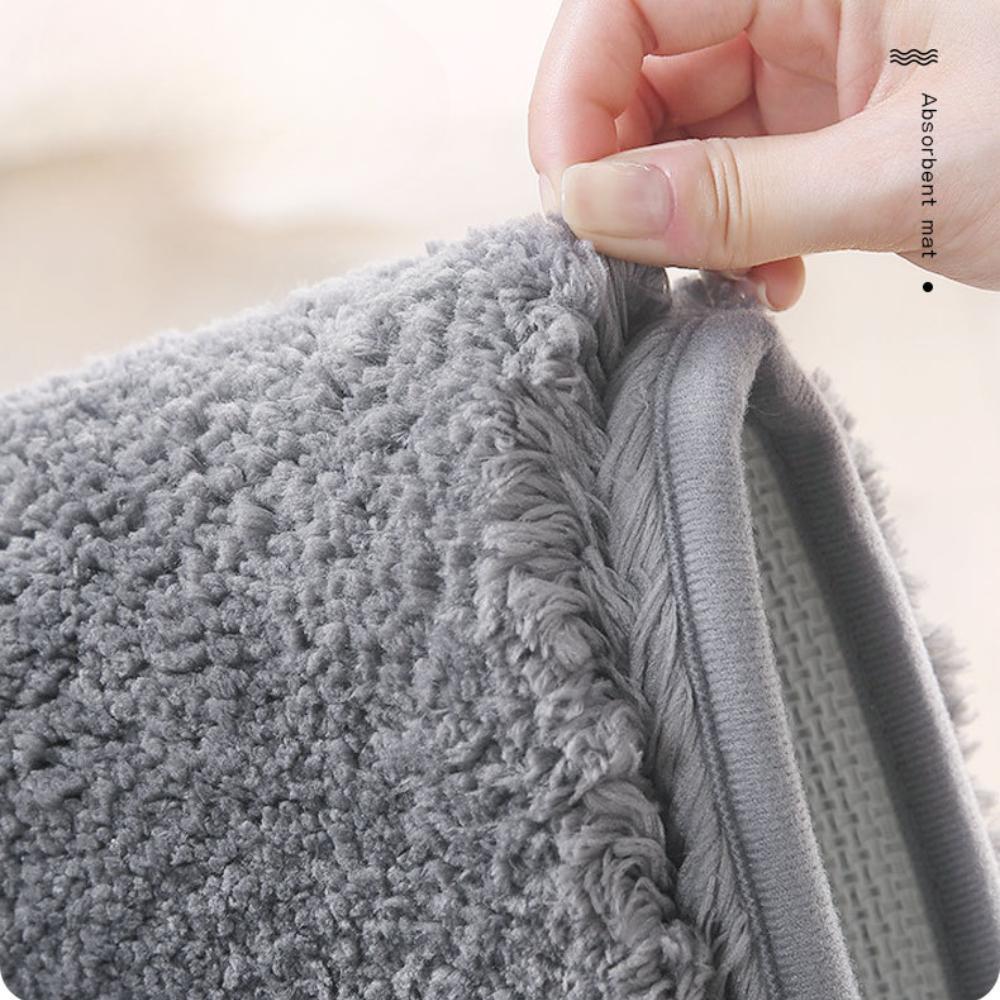 Tapete de veludo para banheiro, espessamento de cashmere, tapete antiderrapante para banheira, piso lateral, capacho para porta de chuveiro, espuma de memória, almofada 3D