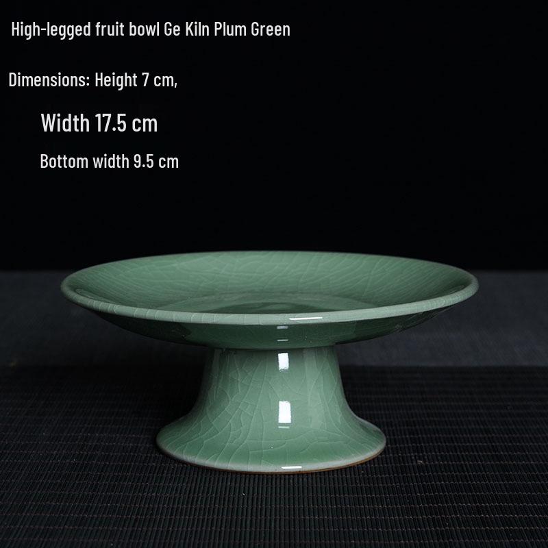 Celadon High-Footed Plate: Indoor Fruit, Dessert, Tea, Snack, Incense Burner, and Buddha Altar Offering Plate.